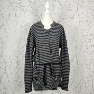 Humanoid Sister Gray Stripe Merino Wool Linen Tie Cardigan
